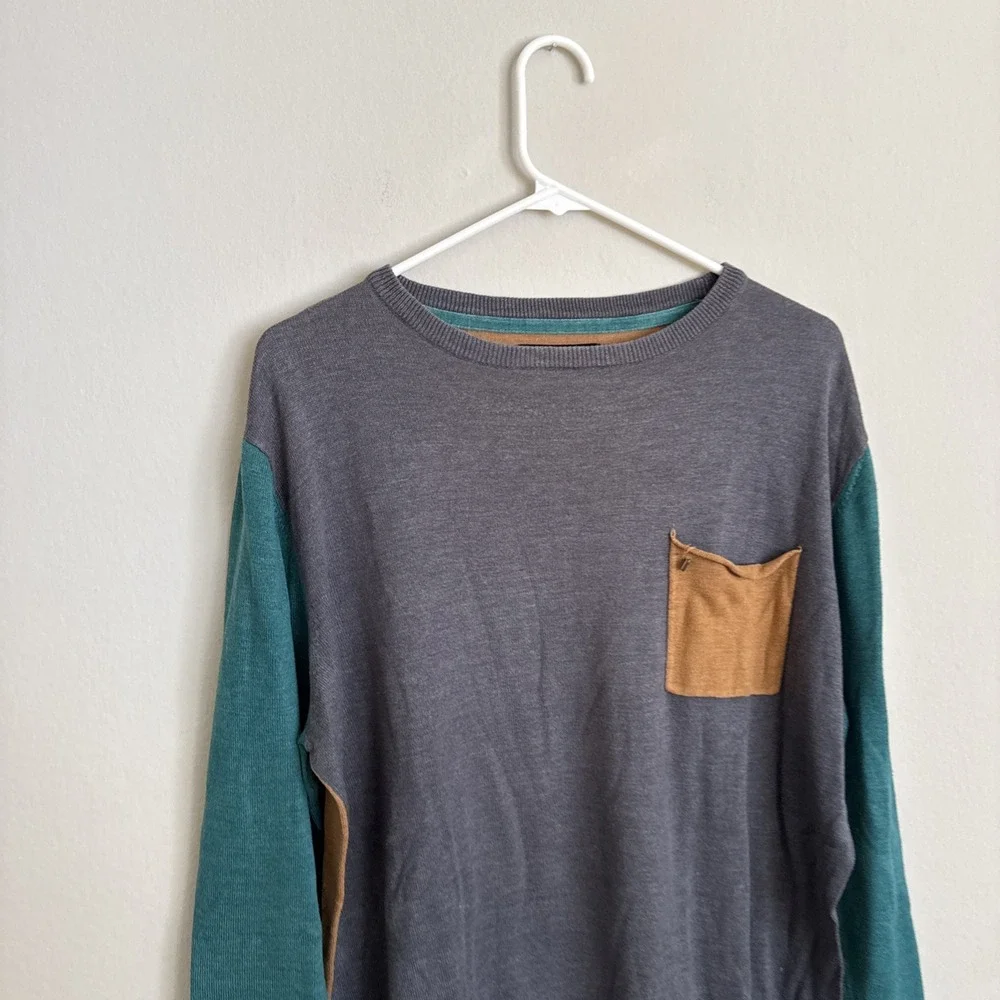 Billabong Crewneck Pullover Two Tone Sweater‎ Front Pockets Mens Size Large
